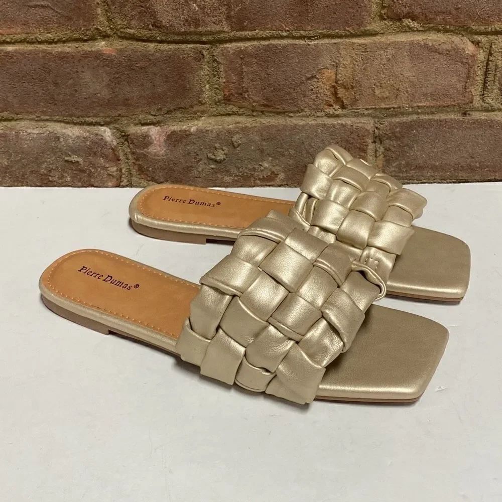 Pierre Dumas Tiba Gold Slide Sandal Size 9 NEW
